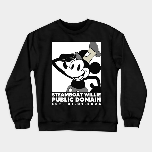 Steamboat Willie. Public Domain Est. 01.01.2024 - 3 Crewneck Sweatshirt by Megadorim
